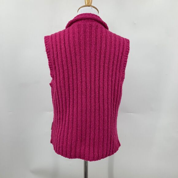 Columbia Jacket Women L Large Pink Media Wool Blend Knitted Back Full Zip Vest - Picture 7 of 14